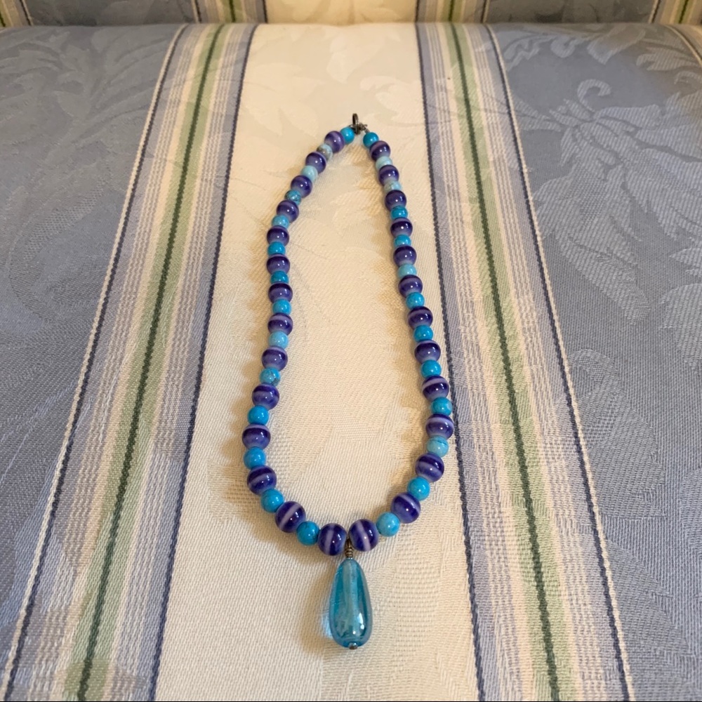 Handmade Blue Necklace - Picture 2 of 4